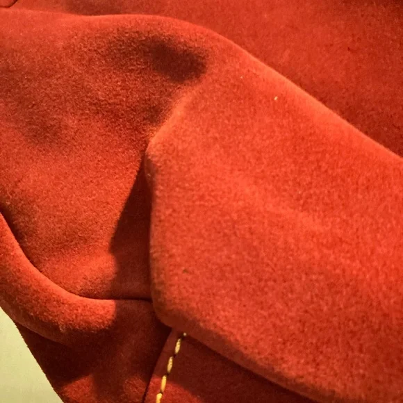 Red Suede Dooney & Bourke Shoulder Bag - Picture 4 of 9